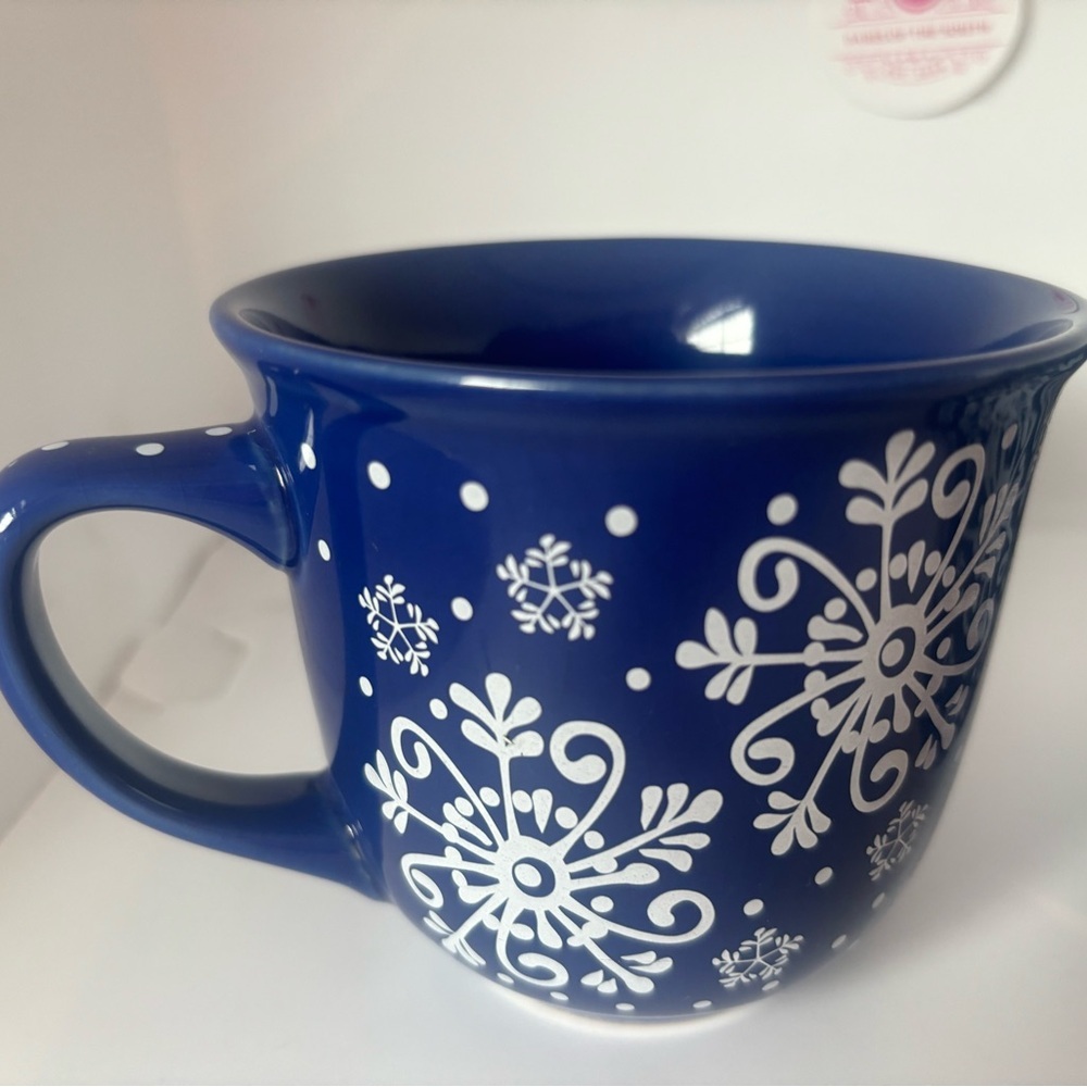 Blue Snowflake Ceramic Mugs - Picture 2 of 7